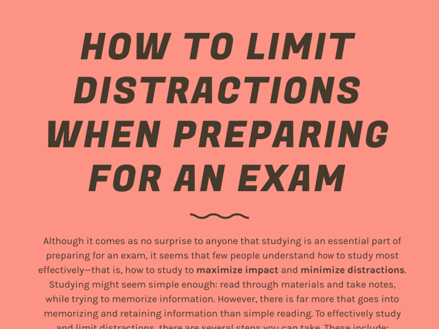 Limit Distractions When Preparing for an Exam