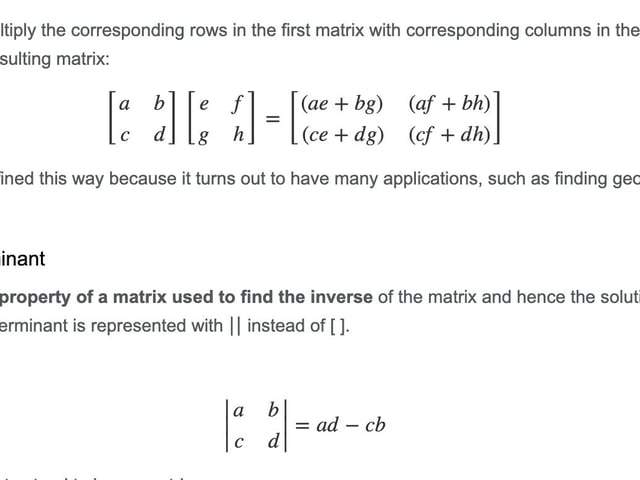 Working with 2 x 2 Matrices