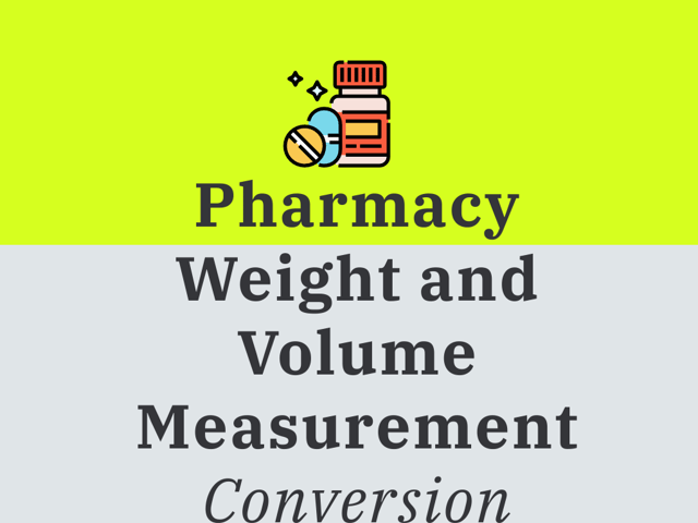 Pharmacy Weight and Volume Measurement Conversions