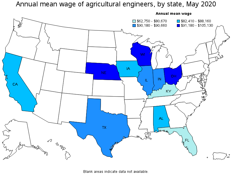 15 16 Agricultural Engineer Wage Map